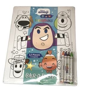 Disney Puzzletivity Emoji Color-A-Puzzle 4 Crayons Kids Activity 12 pcs